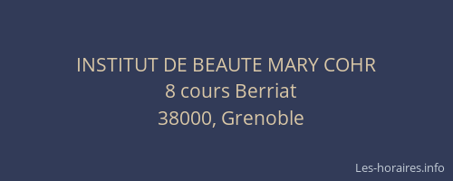INSTITUT DE BEAUTE MARY COHR