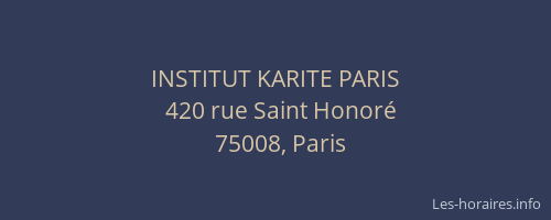 INSTITUT KARITE PARIS