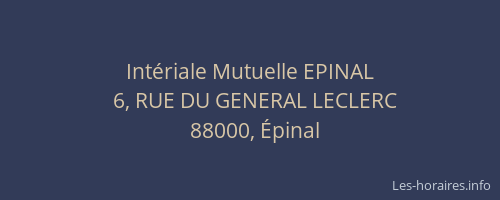 Int&eacute;riale Mutuelle EPINAL