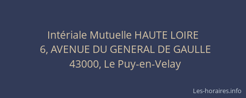 Int&eacute;riale Mutuelle HAUTE LOIRE