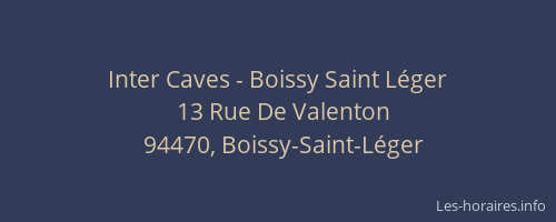 Inter Caves - Boissy Saint Léger