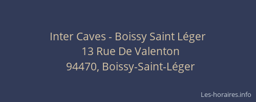 Inter Caves - Boissy Saint L&eacute;ger
