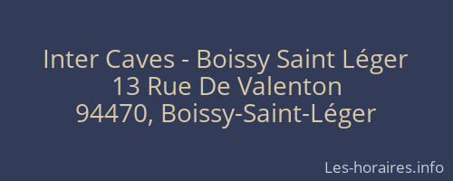 Inter Caves - Boissy Saint Léger