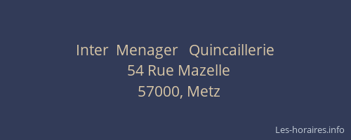 Inter  Menager   Quincaillerie