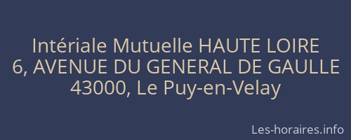 Intériale Mutuelle HAUTE LOIRE