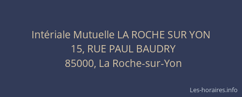 Intériale Mutuelle LA ROCHE SUR YON