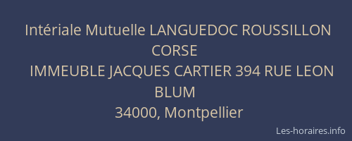 Intériale Mutuelle LANGUEDOC ROUSSILLON CORSE
