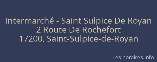 Intermarché - Saint Sulpice De Royan