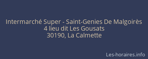 Intermarché Super - Saint-Genies De Malgoirès