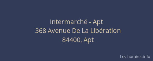 Intermarch&eacute; - Apt