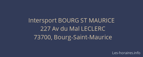 Intersport BOURG ST MAURICE