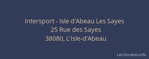Intersport - Isle d'Abeau Les Sayes