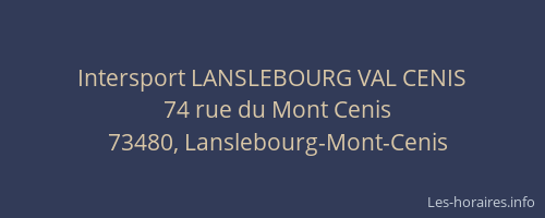 Intersport LANSLEBOURG VAL CENIS