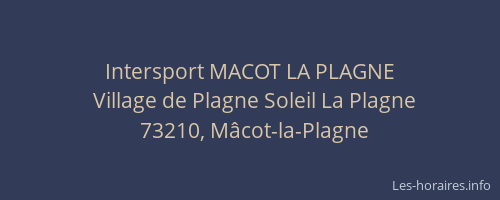 Intersport MACOT LA PLAGNE