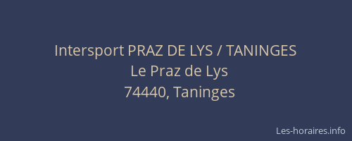 Intersport PRAZ DE LYS / TANINGES