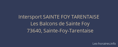 Intersport SAINTE FOY TARENTAISE
