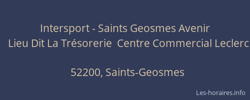 Intersport - Saints Geosmes Avenir