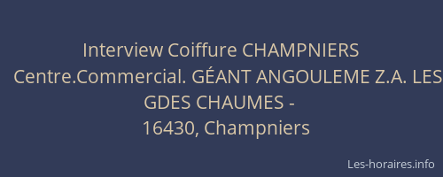 Interview Coiffure CHAMPNIERS