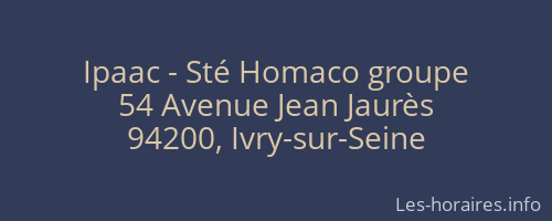 Ipaac - Sté Homaco groupe