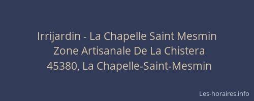 Irrijardin - La Chapelle Saint Mesmin