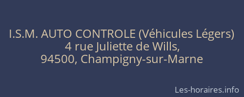 I.S.M. AUTO CONTROLE (Véhicules Légers)