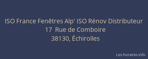 ISO France Fen&ecirc;tres Alp' ISO R&eacute;nov Distributeur