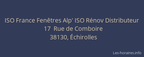 ISO France Fenêtres Alp' ISO Rénov Distributeur