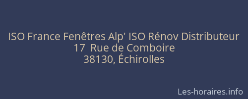 ISO France Fenêtres Alp' ISO Rénov Distributeur