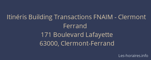 Itinéris Building Transactions FNAIM - Clermont Ferrand