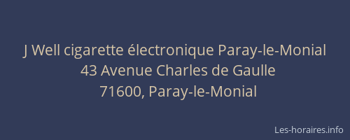 J Well cigarette électronique Paray-le-Monial