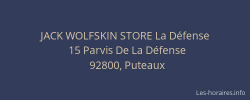 JACK WOLFSKIN STORE La Défense