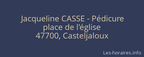 Jacqueline CASSE - Pédicure