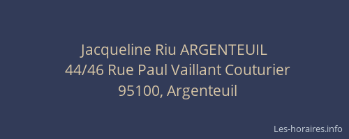 Jacqueline Riu ARGENTEUIL