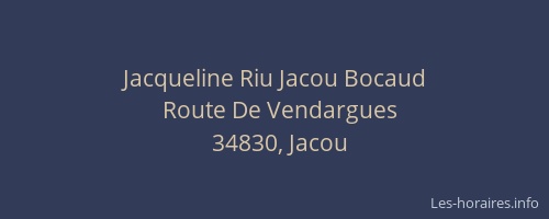 Jacqueline Riu Jacou Bocaud