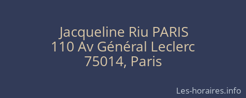 Jacqueline Riu PARIS