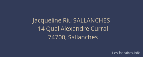 Jacqueline Riu SALLANCHES
