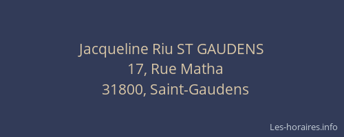 Jacqueline Riu ST GAUDENS
