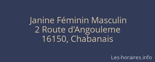 Janine Féminin Masculin