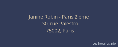 Janine Robin - Paris 2 ème