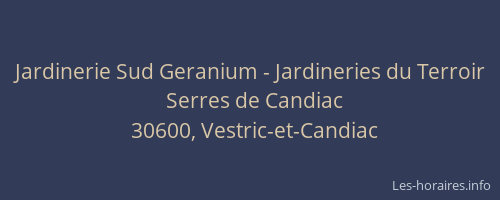 Jardinerie Sud Geranium - Jardineries du Terroir