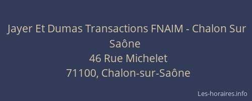 Jayer Et Dumas Transactions FNAIM - Chalon Sur Saône