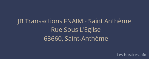 JB Transactions FNAIM - Saint Anth&egrave;me