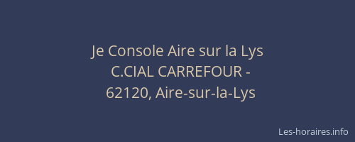 Je Console Aire sur la Lys