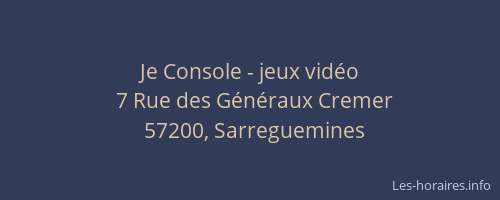 Je Console - jeux vid&eacute;o