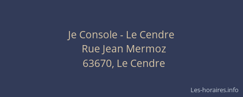 Je Console - Le Cendre