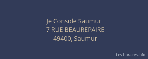 Je Console Saumur