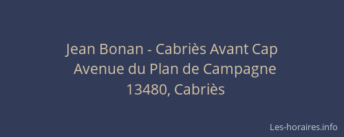Jean Bonan - Cabriès Avant Cap