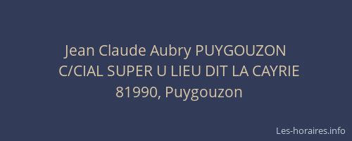 Jean Claude Aubry PUYGOUZON