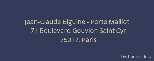 Jean-Claude Biguine - Porte Maillot