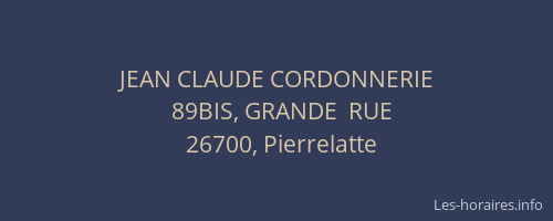 JEAN CLAUDE CORDONNERIE